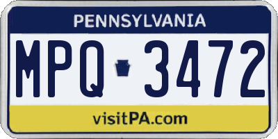 PA license plate MPQ3472