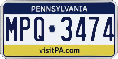 PA license plate MPQ3474