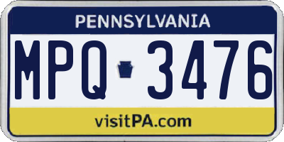 PA license plate MPQ3476