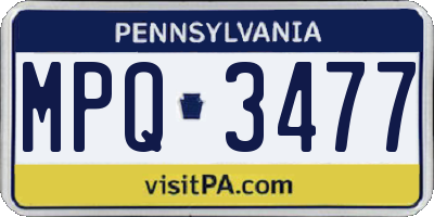 PA license plate MPQ3477