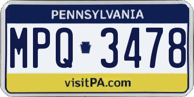 PA license plate MPQ3478
