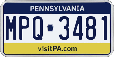 PA license plate MPQ3481