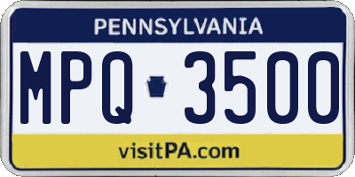 PA license plate MPQ3500