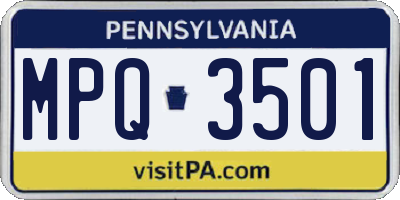 PA license plate MPQ3501