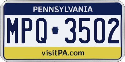 PA license plate MPQ3502