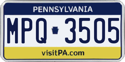 PA license plate MPQ3505