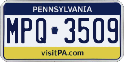 PA license plate MPQ3509