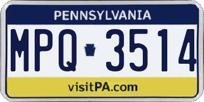 PA license plate MPQ3514