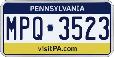 PA license plate MPQ3523