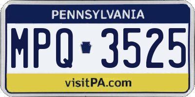 PA license plate MPQ3525