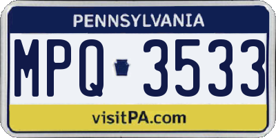 PA license plate MPQ3533