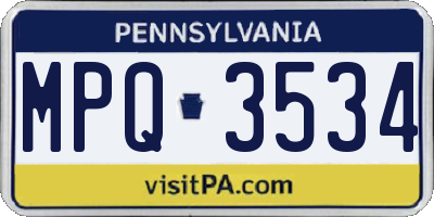 PA license plate MPQ3534