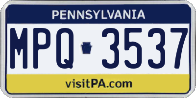PA license plate MPQ3537