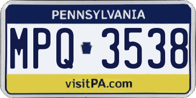 PA license plate MPQ3538
