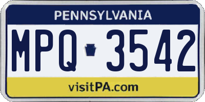 PA license plate MPQ3542