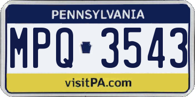 PA license plate MPQ3543