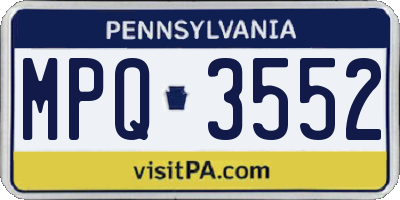 PA license plate MPQ3552