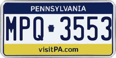 PA license plate MPQ3553