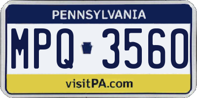PA license plate MPQ3560