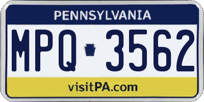 PA license plate MPQ3562