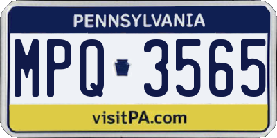 PA license plate MPQ3565