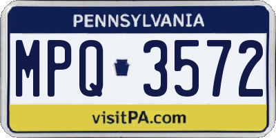 PA license plate MPQ3572