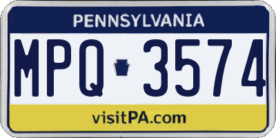 PA license plate MPQ3574