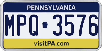 PA license plate MPQ3576