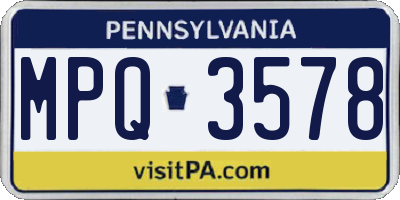 PA license plate MPQ3578