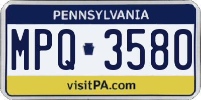 PA license plate MPQ3580