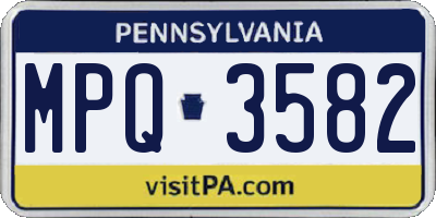 PA license plate MPQ3582