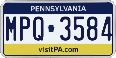 PA license plate MPQ3584