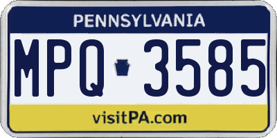 PA license plate MPQ3585