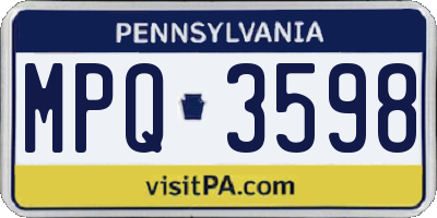 PA license plate MPQ3598