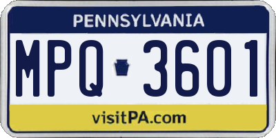 PA license plate MPQ3601