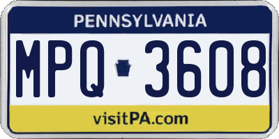 PA license plate MPQ3608