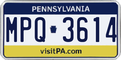 PA license plate MPQ3614