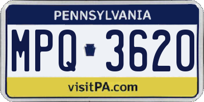 PA license plate MPQ3620
