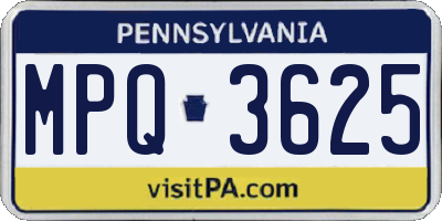 PA license plate MPQ3625