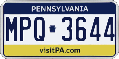 PA license plate MPQ3644