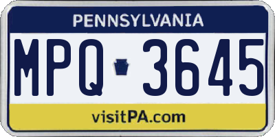 PA license plate MPQ3645