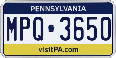 PA license plate MPQ3650