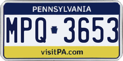 PA license plate MPQ3653