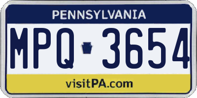 PA license plate MPQ3654