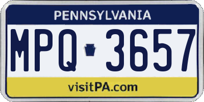 PA license plate MPQ3657