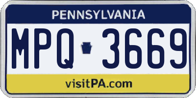 PA license plate MPQ3669