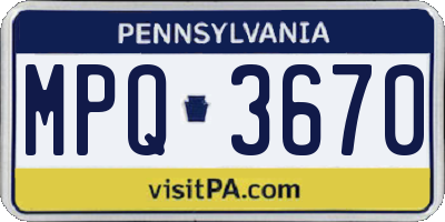 PA license plate MPQ3670