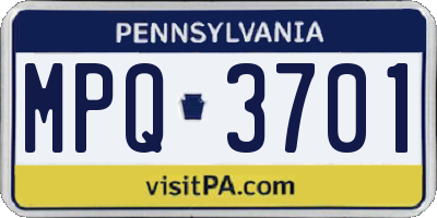 PA license plate MPQ3701