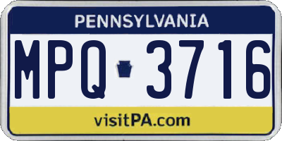 PA license plate MPQ3716