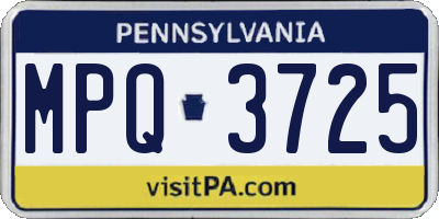 PA license plate MPQ3725